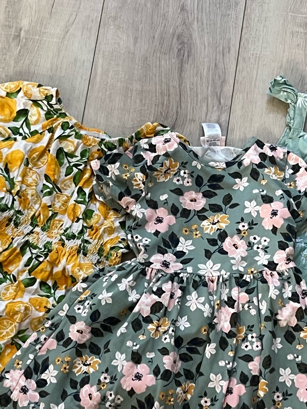 4T Summer Girls Dresses Bundles Floral Ruffle Sleeve Dress - Green and Pink